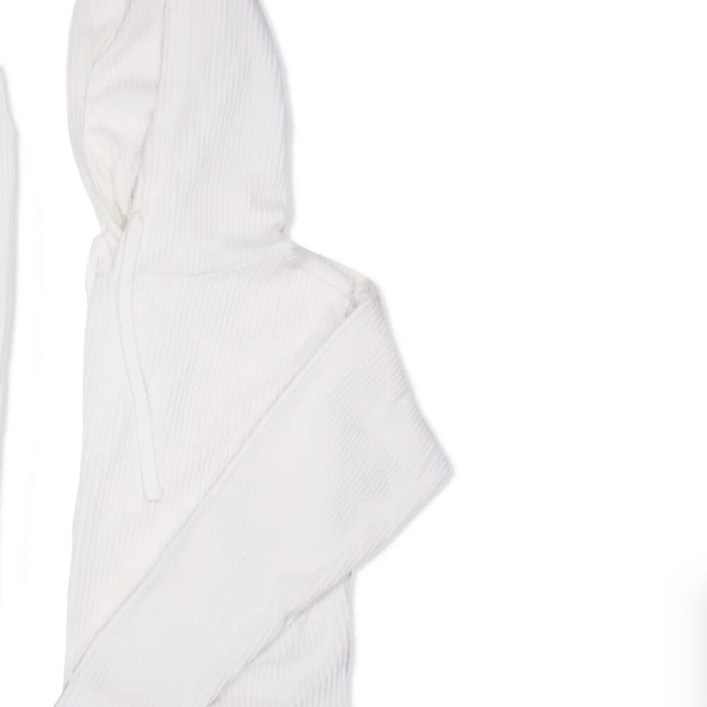 EVERYDAY CALIFORNIA Malibu Ribbed Hoodie in White NWT - Picture 7 of 11